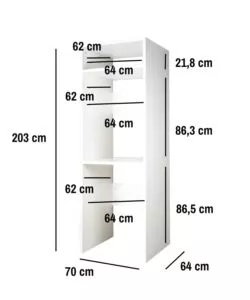 MOBILE PER LAVATRICE E ASCIUGATRICE BIANCO 70X64X203 CM