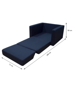 POLTRONA "PRINCE" 2 IN 1 TESSUTO NERO TRASFORMABILE IN LETTO, 71X84X50 CM