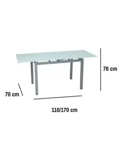 SET PRANZO BELLAHOME "MINORCA" GRIGIO CON TAVOLO ESTENSIBILE IN VETRO 4 SEDUTE