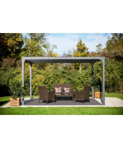 GAZEBO PERGOLA BIOCLIMATICA AUTOPORTANTE DA ESTERNO IN ALLUMINIO 3,6x3 M