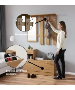 Mobile da ingresso effetto quercia 100x25x180 cm