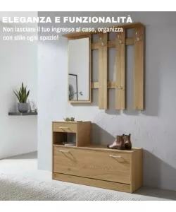 Mobile da ingresso effetto quercia 100x25x180 cm