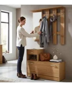 Mobile da ingresso effetto quercia 100x25x180 cm