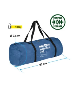 GAZEBO DA CAMPEGGIO BRUNNER "MEDUSA II" IN ACCIAIO E FIBERGLASS BLU 3X3 M