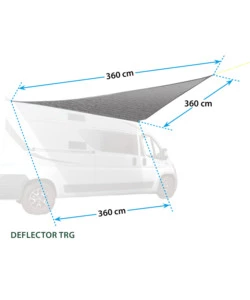 TENDALINO PARASOLE TRIANGOLARE PER VEICOLI BRUNNERI "DEFLECTOR TRG" IN POLIETILENE, 360X360X360 CM.