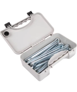 SET PICCHETTI ROTONDI PER TENDA DA CAMPEGGIO BRUNNER "PEG BOX STICK PLUS 23" IN ACCIAIO ZINCATO E GANCIO IN PLASTICA 23 CM X Ø 8 MM