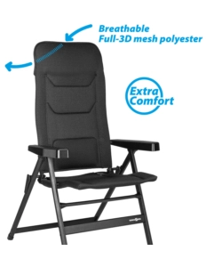 SEDIA DA CAMPEGGIO RECLINABILE BRUNNER "REBEL PRO SMALL" IN ALLUMINIO E 3DURAFEEL ANTRACITE 46x44x117,5 cm
