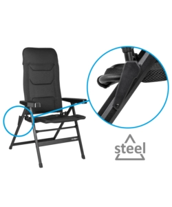 SEDIA DA CAMPEGGIO RECLINABILE BRUNNER "REBEL PRO SMALL" IN ALLUMINIO E 3DURAFEEL ANTRACITE 46x44x117,5 cm