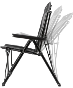 SEDIA DA CAMPEGGIO RECLINABILE BRUNNER "RAPTOR RECLINER" IN ACCIAIO E POLIESTERE GRIGIO E NERO 51X45X45/102 CM