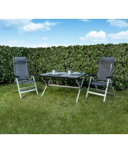 SEDIA DA CAMPEGGIO RECLINABILE BRUNNER "SKYE" IN ALLUMINIO E SYNTEX PLUS GRIGIO SCURO 46,5X42X124 CM