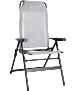 SEDIA DA CAMPEGGIO RECLIBABILE BRUNNER "ARAVEL" IN ALLUMINIO E SYNTEX PLUS GRIGIO CHIARO 47X45X120 CM