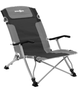 SPIAGGINA PIEGHEVOLE BRUNNER "BULA XL" IN ACCIAIO E POLIESTERE NERO E GRIGIO 61X74X87/31 CM