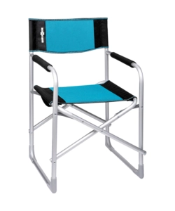SEDIA DA CAMPEGGIO BRUNNER "CAPTAIN" IN ALLUMINIO E POLIESTERE NERO E AZZURRO 48X46X45,5/81 CM