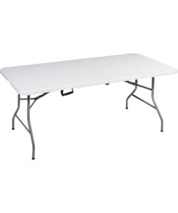 TAVOLO PIEGHEVOLE A VALIGIA DA CAMPEGGIO BRUNNER "CLUB 150" IN ACCIAIO E PLASTICA BIANCO 152X71X74 CM