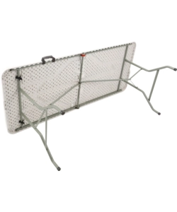 TAVOLO PIEGHEVOLE A VALIGIA DA CAMPEGGIO BRUNNER "CLUB 150" IN ACCIAIO E PLASTICA BIANCO 152X71X74 CM