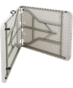 TAVOLO PIEGHEVOLE A VALIGIA DA CAMPEGGIO BRUNNER "CLUB 150" IN ACCIAIO E PLASTICA BIANCO 152X71X74 CM