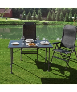TAVOLO PIEGHEVOLE DA CAMPEGGIO BRUNNER "LINEAR 115" IN ACCIAIO NERO 115X70X63/83 CM