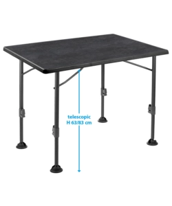 TAVOLO PIEGHEVOLE DA CAMPEGGIO BRUNNER "LINEAR 115" IN ACCIAIO NERO 115X70X63/83 CM