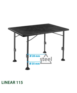 TAVOLO PIEGHEVOLE DA CAMPEGGIO BRUNNER "LINEAR 115" IN ACCIAIO NERO 115X70X63/83 CM