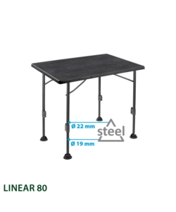 TAVOLO PIEGHEVOLE DA CAMPEGGIO BRUNNER "LINEAR 80" IN ACCIAIO NERO 80X60X63/83 CM