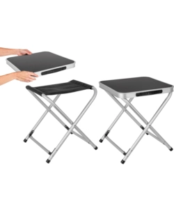 SGABELLO CON RIPIANO BRUNNER "HOGGY SET" IN ALLUMINIO E POLIESTERE NERO 40X40X43 CM