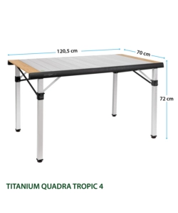 TAVOLO PIEGHEVOLE DA CAMPEGGIO BRUNNER "QUADRA TROPIC 4" IN ALLUMINIO 120,5X70X72 CM