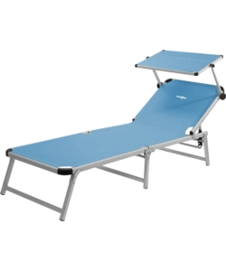 LETTINO PRENDISOLE RECLINABILE CON TETTUCCIO BRUNNER "MARBELLA" IN ALLUMINIO E SYNTEX PLUS AZZURRO 192X67X30 CM