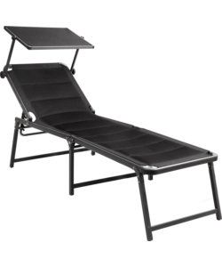 LETTINO PRENSISOLE RECLINABILE CON TETTUCCIO BRUNNER "ARAVELHIGH DUNA 3D" IN ALLUMINIO E POLIESTERE NERO 198X64X48/103 CM