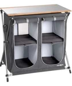 CUCINA DA CAMPEGGIO PIEGHEVOLE BRUNNER "RAZOR ULTRALIGHT CT" IN ALLUMINIO E POLIESTERE NERO 2 SCOMPARTI 80X46X82 CM
