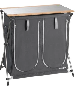 CUCINA DA CAMPEGGIO PIEGHEVOLE BRUNNER "RAZOR ULTRALIGHT CT" IN ALLUMINIO E POLIESTERE NERO 2 SCOMPARTI 80X46X82 CM
