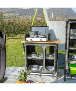 CUCINA DA CAMPEGGIO PIEGHEVOLE BRUNNER "MERCURY CROSS COOKER HWT SQ" IN ALLUMINIO E POLIESTERE GRIGIO 2 SCOMPARTI 92X49X90 CM