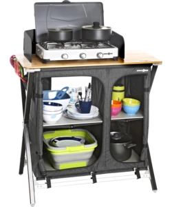 CUCINA DA CAMPEGGIO PIEGHEVOLE BRUNNER "MERCURY CROSS COOKER HWT SQ" IN ALLUMINIO E POLIESTERE GRIGIO 2 SCOMPARTI 92X49X90 CM