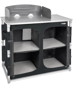 CUCINA DA CAMPEGGIO PIEGHEVOLE BRUNNER "AZABACHE DAILY CT" IN ALLUMINIO E POLIESTERE GRIGIO 2 SCOMPARTI 102X50,5X84 CM
