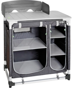 CUCINA DA CAMPEGGIO PIEGHEVOLE BRUNNER "AZABACHE CT SQUARE" IN ALLUMINIO E POLIESTERE NERO 2 SCOMPARTI 85X52X90 CM
