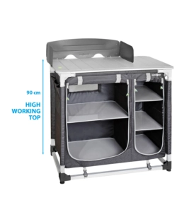 CUCINA DA CAMPEGGIO PIEGHEVOLE BRUNNER "AZABACHE CT SQUARE" IN ALLUMINIO E POLIESTERE NERO 2 SCOMPARTI 85X52X90 CM