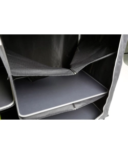 CUCINA DA CAMPEGGIO PIEGHEVOLE BRUNNER "AZABACHE CT CROSS SQUARE" IN ALLUMINIO E POLIESTERE NERO 2 SCOMPARTI 99X51X90/115 CM