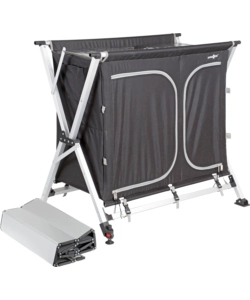 CUCINA DA CAMPEGGIO PIEGHEVOLE BRUNNER "AZABACHE CT CROSS SQUARE" IN ALLUMINIO E POLIESTERE NERO 2 SCOMPARTI 99X51X90/115 CM
