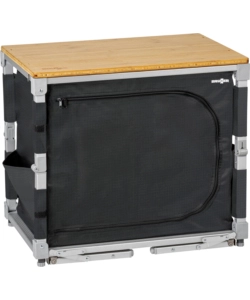 CUCINA DA CAMPEGGIO PIEGHEVOLE BRUNNER "AZABACHE CUBE" IN ALLUMINIO E POLIESETERE GRIGIO 1 SCOMPARTO 65X45X58/81 CM