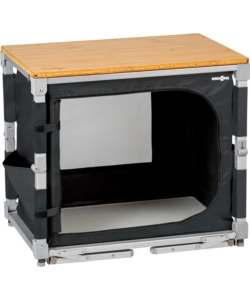 CUCINA DA CAMPEGGIO PIEGHEVOLE BRUNNER "AZABACHE CUBE" IN ALLUMINIO E POLIESETERE GRIGIO 1 SCOMPARTO 65X45X58/81 CM