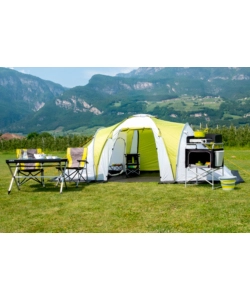 CUCINA DA CAMPEGGIO PIEGHEVOLE BRUNNER "SNACK BASIC" IN ALLUMINIO E POLIESTERE NERO 1 SCOMPARTO 62X46X90/109 CM