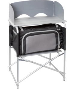 CUCINA DA CAMPEGGIO PIEGHEVOLE BRUNNER "SNACK BASIC" IN ALLUMINIO E POLIESTERE NERO 1 SCOMPARTO 62X46X90/109 CM