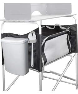 CUCINA DA CAMPEGGIO PIEGHEVOLE BRUNNER "SNACK BASIC" IN ALLUMINIO E POLIESTERE NERO 1 SCOMPARTO 62X46X90/109 CM