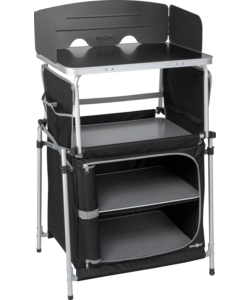 CUCINA DA CAMPEGGIO PIEGHEVOLE BRUNNER "KITCHENETTE" IN ALLUMINIO E POLIESTERE NERO 67X50X93,5 CM