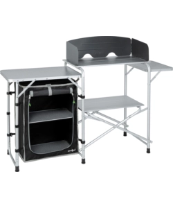 CUCINA DA CAMPEGGIO PIEGHEVOLE BRUNNER "SNACK EASY BLACK" IN ALLUMINIO E POLIESTERE NERO 1 SCOMPARTO 141X50X80,5 CM
