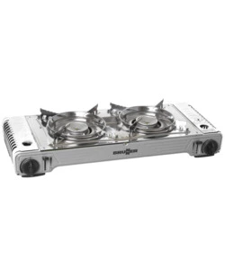 FORNELLO DA CAMPEGGIO A GAS BRUNNER "DEVIL DOUBLE GRILL" IN ALLUMINIO 2 FUOCHI E PIASTRA GRILL 67,9X28,6X12,5 CM
