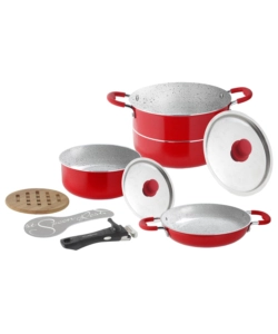 SET PENTOLE DA CAMPEGGIO BRUNNER "COSMIC 8+2" IN ALLUMINIO ANTIADERENTE