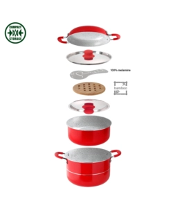 SET PENTOLE DA CAMPEGGIO BRUNNER "COSMIC 8+2" IN ALLUMINIO ANTIADERENTE
