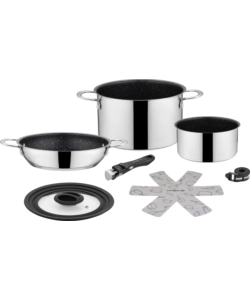 SET PENTOLE DA CAMPEGGIO BRUNNER "ACADEMY NG 5+1 Ø 20" IN ACCIAIO INOX ANTIADERENTE