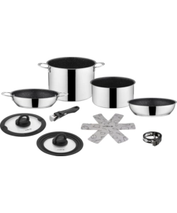 SET PENTOLE DA CAMPEGGIO BRUNNER "ACADEMY NG 7+1 Ø 20" IN ACCIAIO INOX ANTIADERENTE