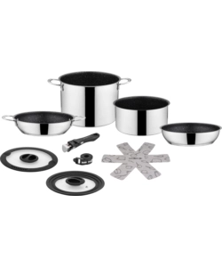 SET PENTOLE DA CAMPEGGIO BRUNNER "ACADEMY HIGH NG 7+1 Ø 22" IN ACCIAIO INOX ANTIADERENTE